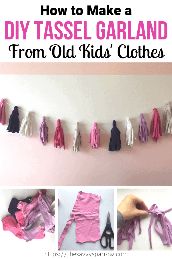 DIY Tassel Garland using Old Kids' Clothes - An Easy Fabric Garland!