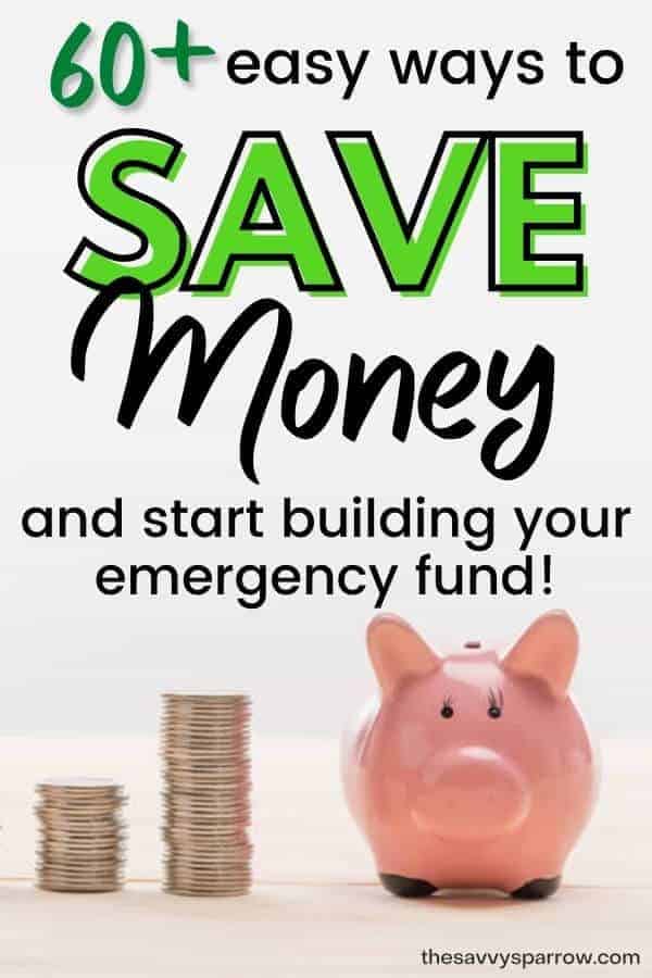 piggy bank with text 60 ways to save money