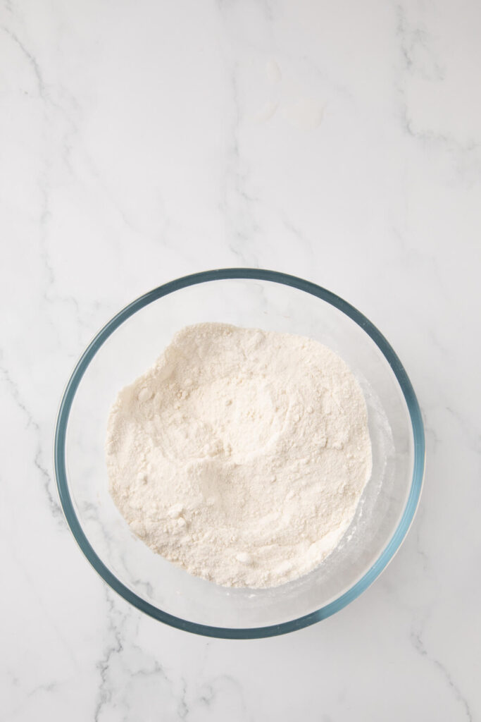 dry ingredients for Texas sheet cake mixed together in a bowl