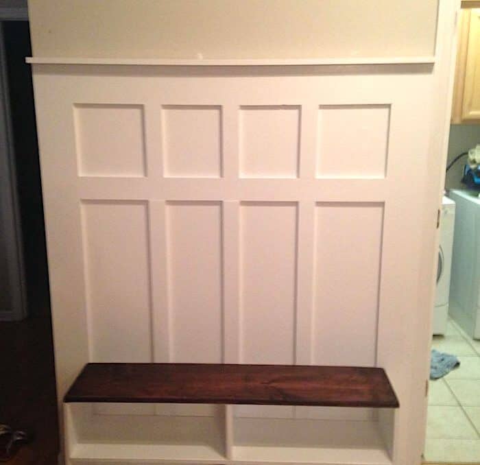 board and batten mudroom wall