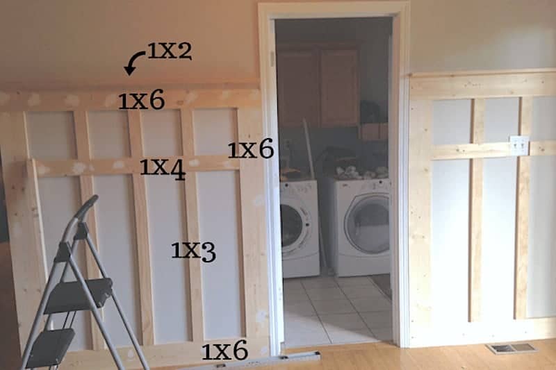 board and batten measurements for DIY mudroom wall