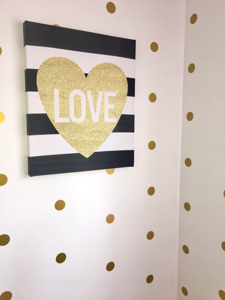 wall corner with vinyl wall stickers in a pattern