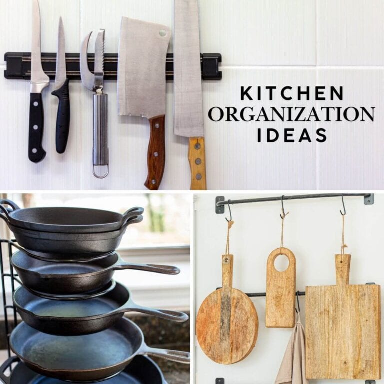 collage of kitchen organization ideas