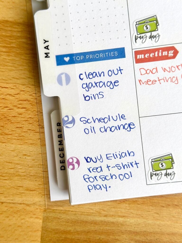 to do list in a planner