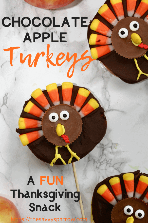 Cute Thanksgiving Snacks for Kids: Chocolate Turkey Apples!