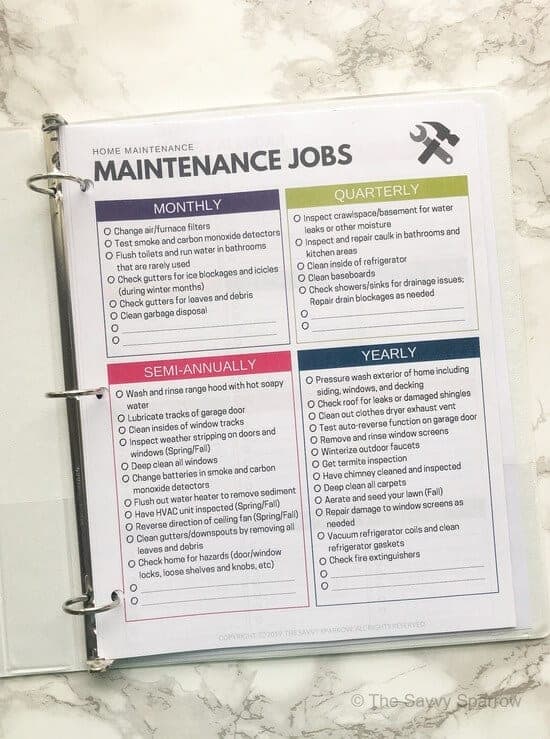 Home maintenance planner with home maintenance schedules!