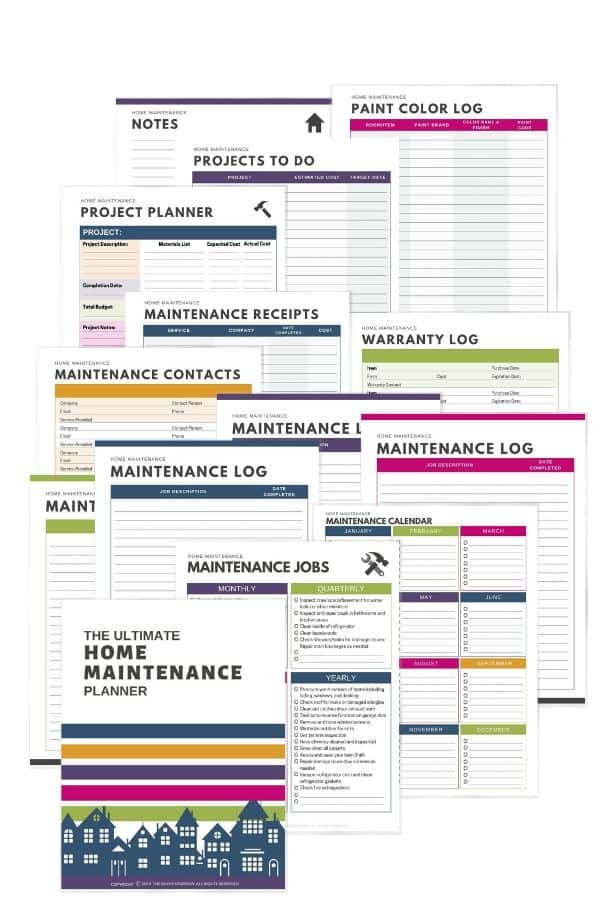 Printable home maintenance planner