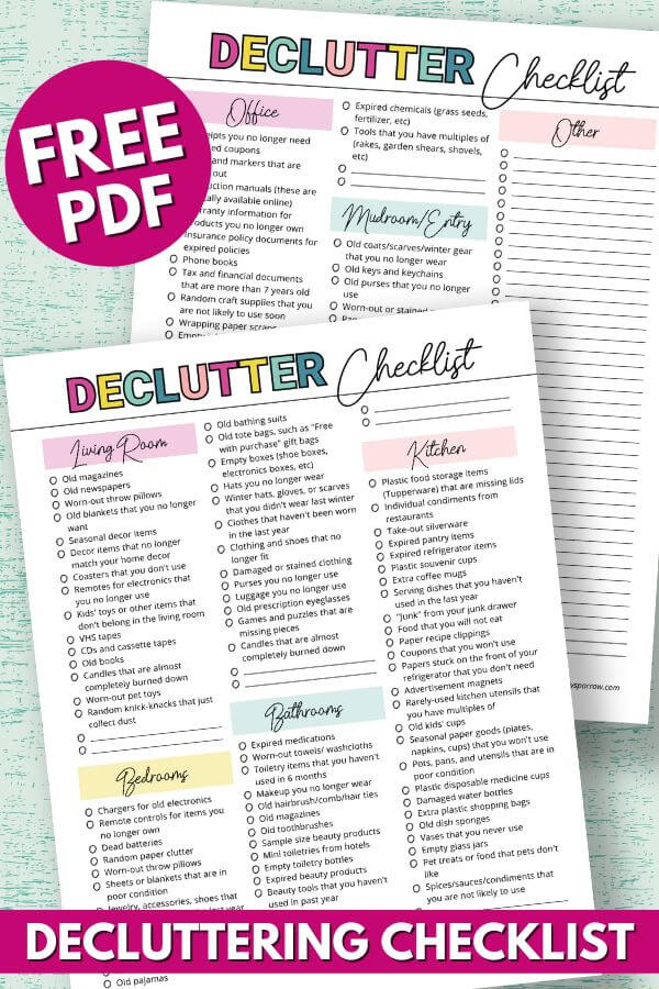 decluttering checklist