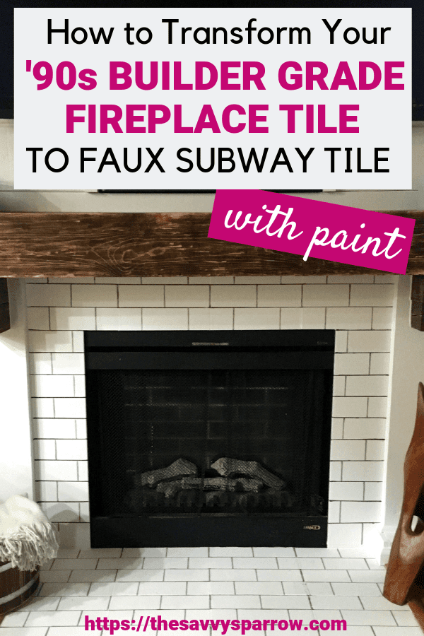 Want to know how to paint fireplace tile to look like subway tile? Try this tutorial to paint tile on your fireplace and transform it from boring builder grade tile to faux subway tile without a stencil!