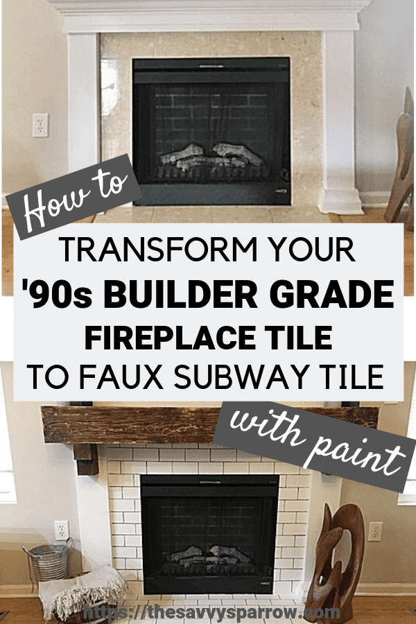 Want to know how to paint fireplace tile to look like subway tile? Try this tutorial to paint tile on your fireplace and transform it from boring builder grade tile to faux subway tile without a stencil!