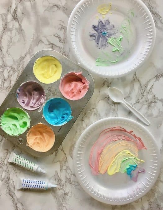 Homemade edible finger paint recipe for toddlers! A fun rainy day activity for kids!