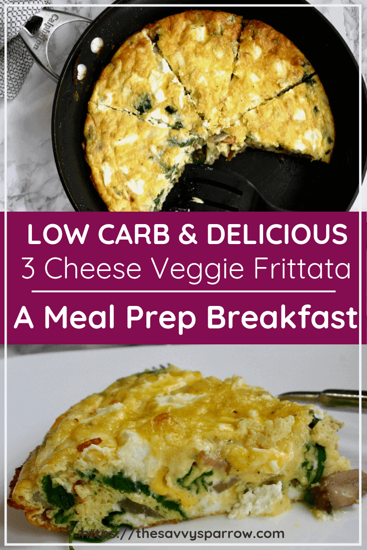 Try this delicious and easy keto cheese veggie frittata for a quick low carb meal prep breakfast!