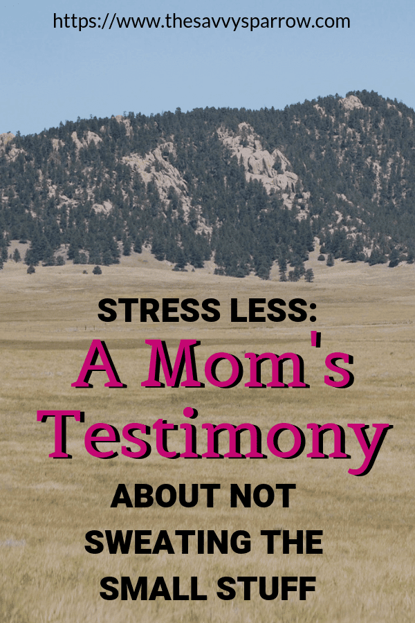 Stress less:  A Mom's Testimony about not sweating the small stuff.