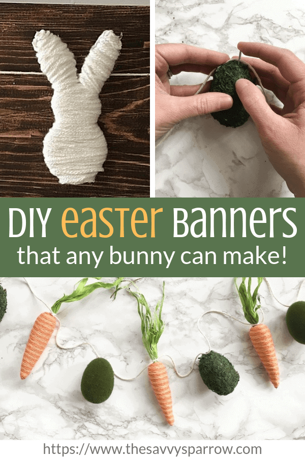 These easy DIY Easter banners are perfect for your DIY spring mantel decor ideas! DIY Spring garland!