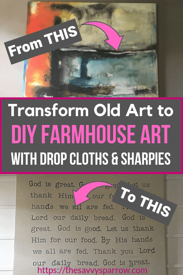 Easy Large DIY Wall Art Using Drop Cloths - The Savvy Sparrow