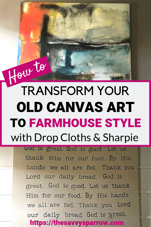 This large DIY wall art using drop cloths is the perfect DIY wall decor for your farmhouse decor