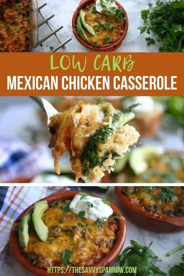 Try this low carb Mexican chicken casserole when you need easy low carb dinner recipes! Loaded with vegetables and super flavorful!