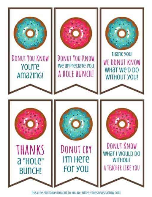 Teacher Appreciation Donut Gift Tags With The Text Teacher Appreciation