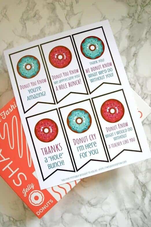 donut gift tags free printable for teacher appreciation gifts