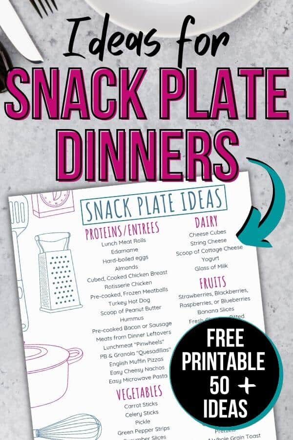 free printable list of snack plate ideas