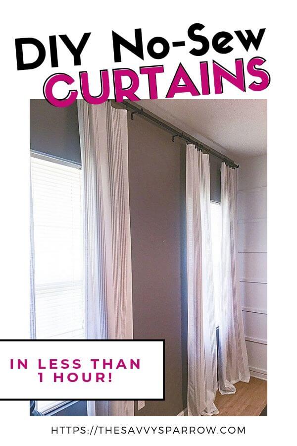 DIY no sew curtains from tablecloths!  Learn how to make DIY curtains in less than one hour!