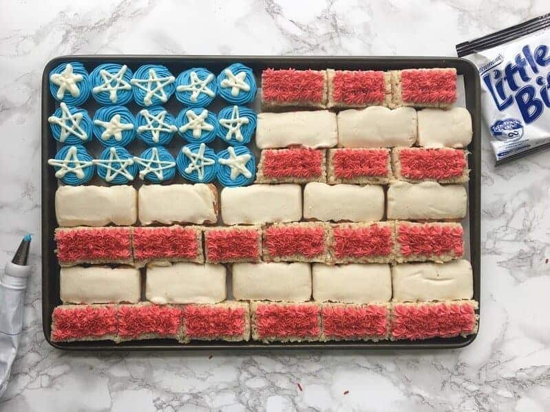 American flag cake made with snack cakes