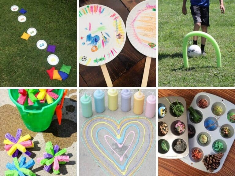 collage of outdoor summer activities for kids