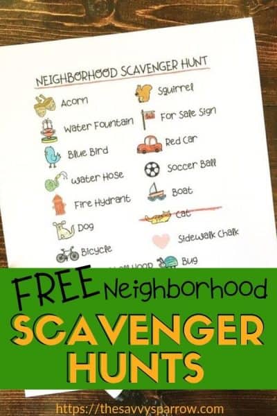 Neighborhood Scavenger Hunt with Free Printables - The Savvy Sparrow