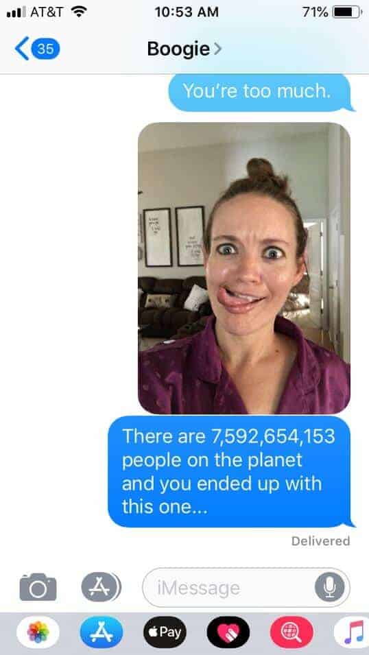 screenshot of funny text message to husband