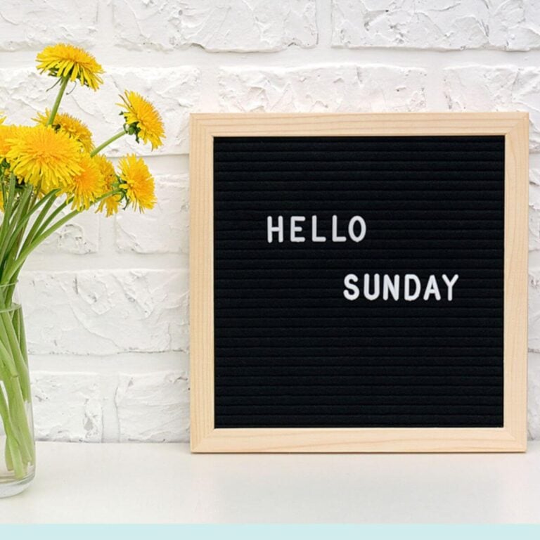 hello sunday on a letterboard