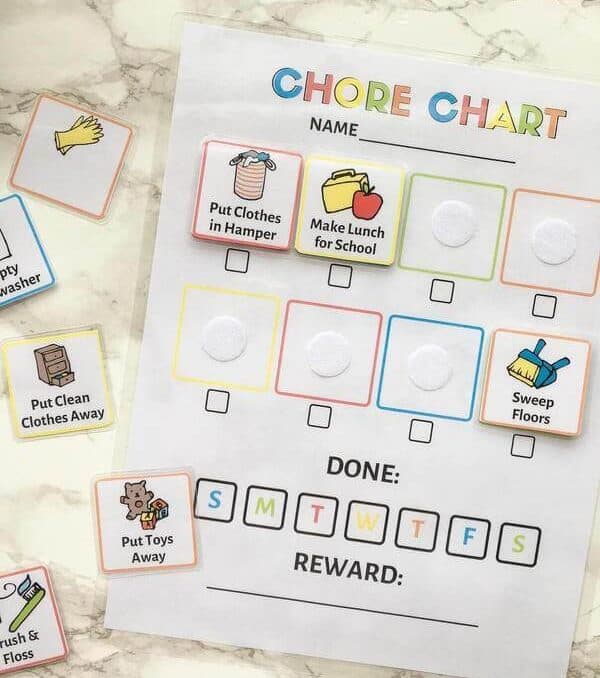 Chore charts for kids with picture chore cards