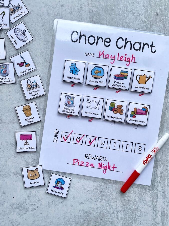 kids chore chart with pictures