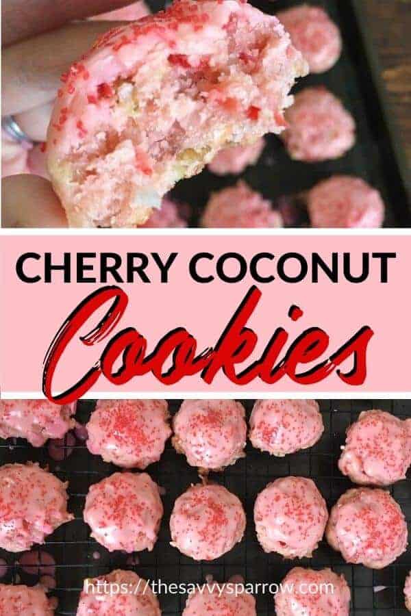 Cherry coconut cookies - Perfect for simple Christmas cookies or Valentine's Day!