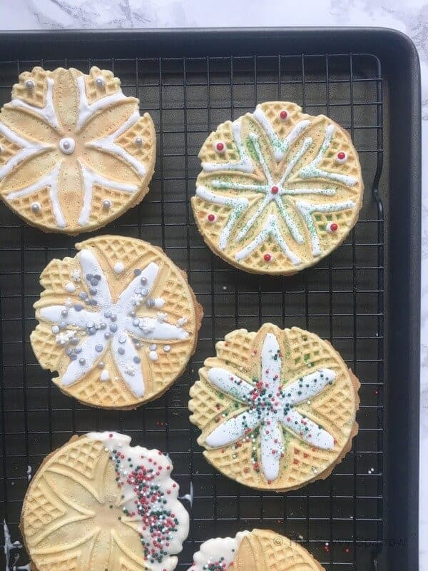 No bake Christmas cookies from store bought pizzelle cookies!