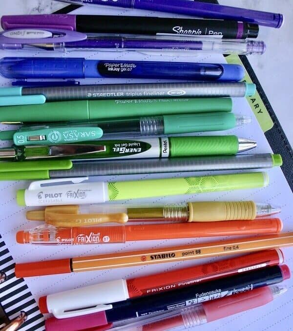 colorful pens for planners