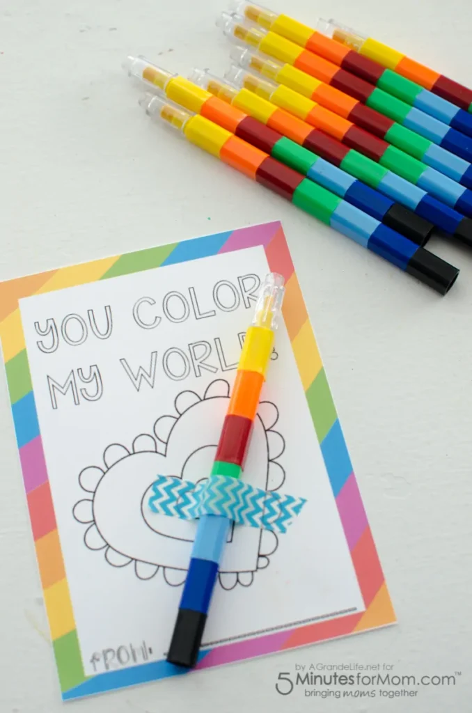 you color my world printable crayon valentines