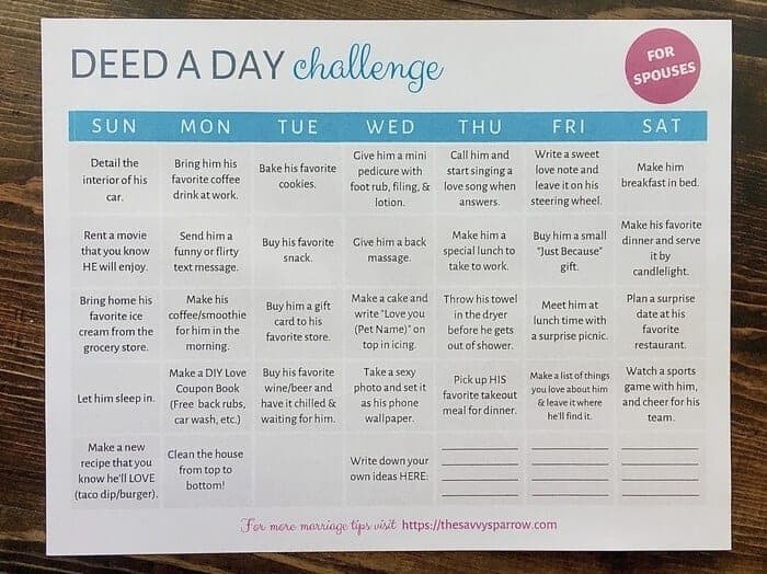 Nice things to do for your husband - 30 day marriage challenge