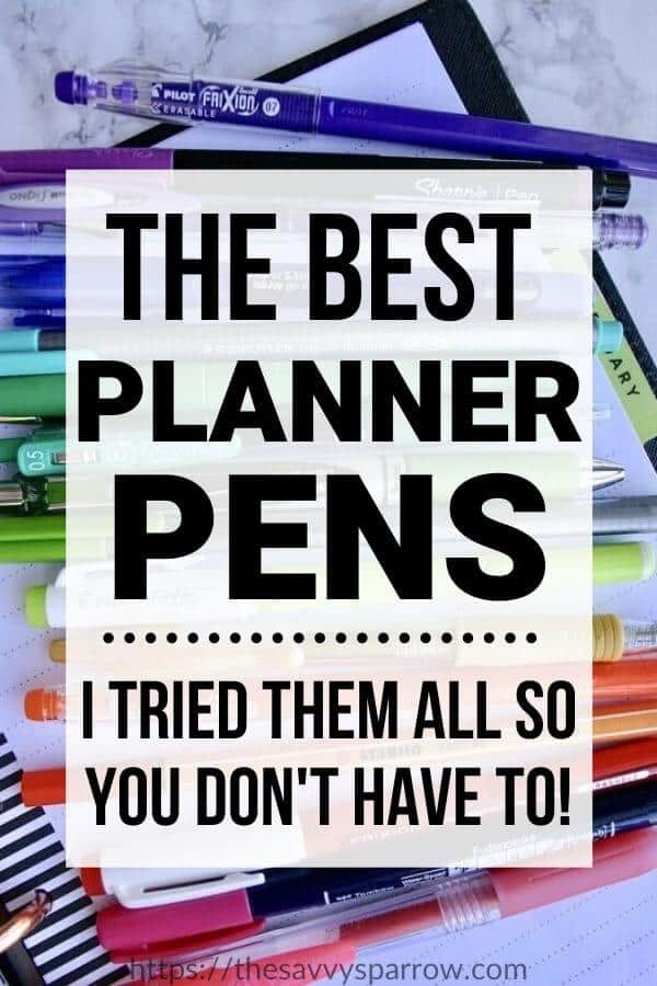 planner pens in rainbow colors with text that says "the best planner pens"