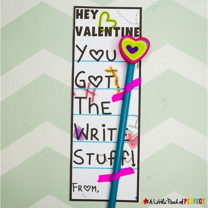 "write stuff" pencil valentines cards