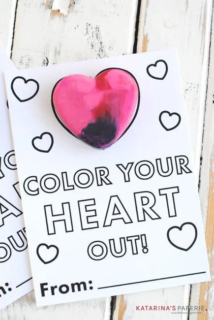 heart crayon DIY printable valentines