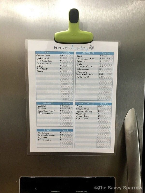 Freezer Inventory Template