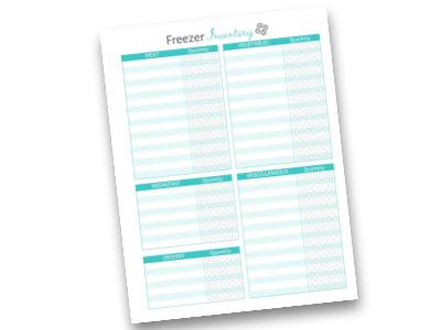Freezer inventory sheet