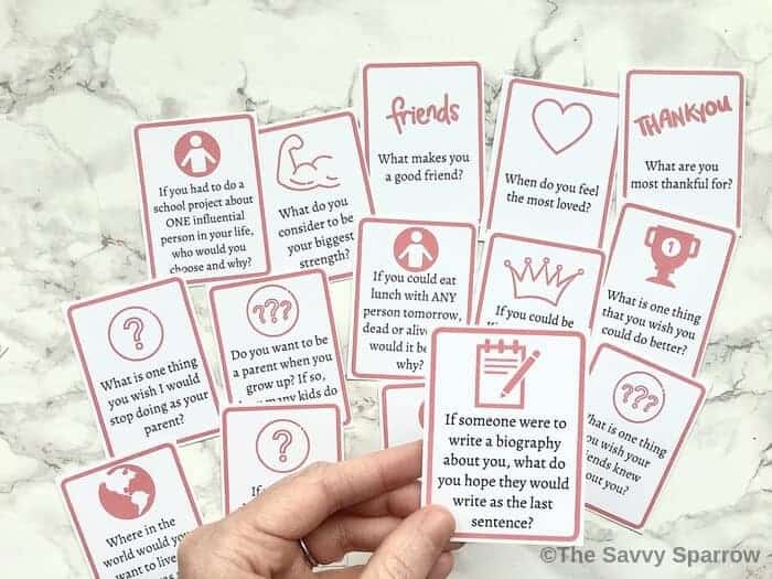 Printable conversation starter cards for kids