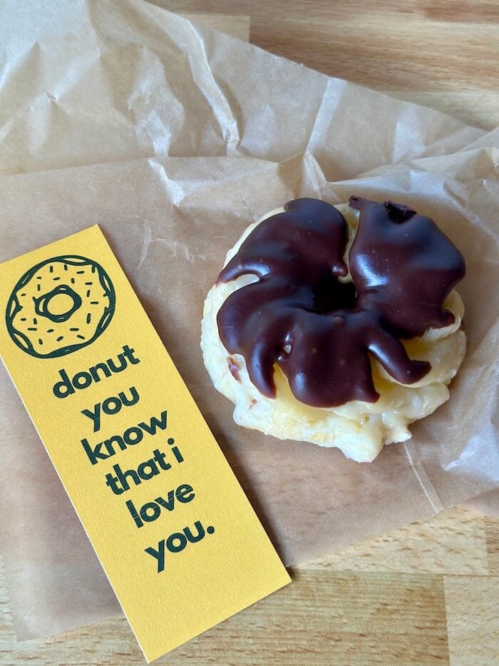 funny love note next to a donut