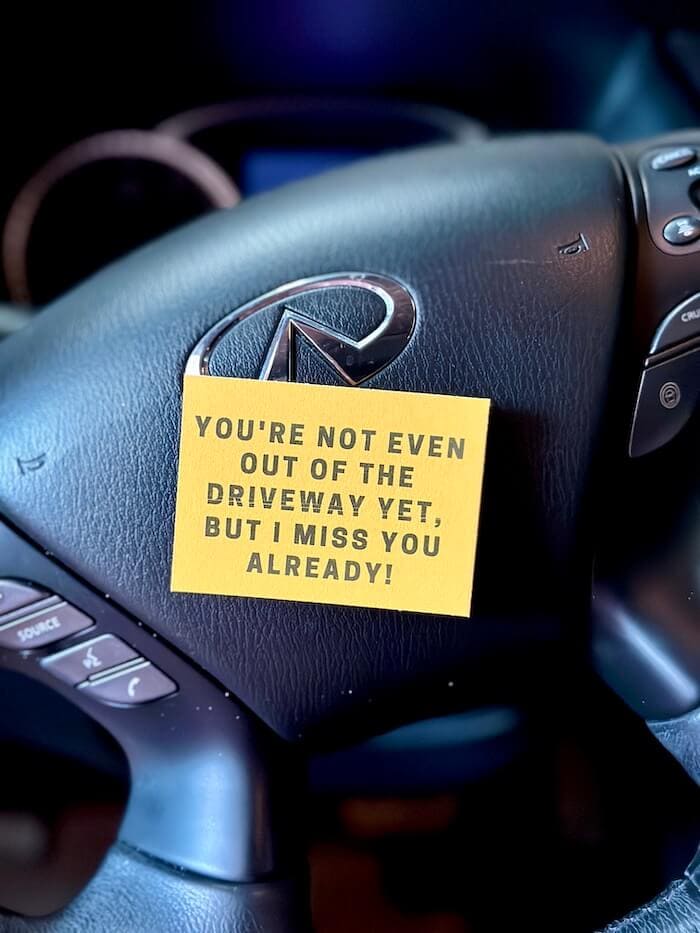 funny love note taped to a steering wheel