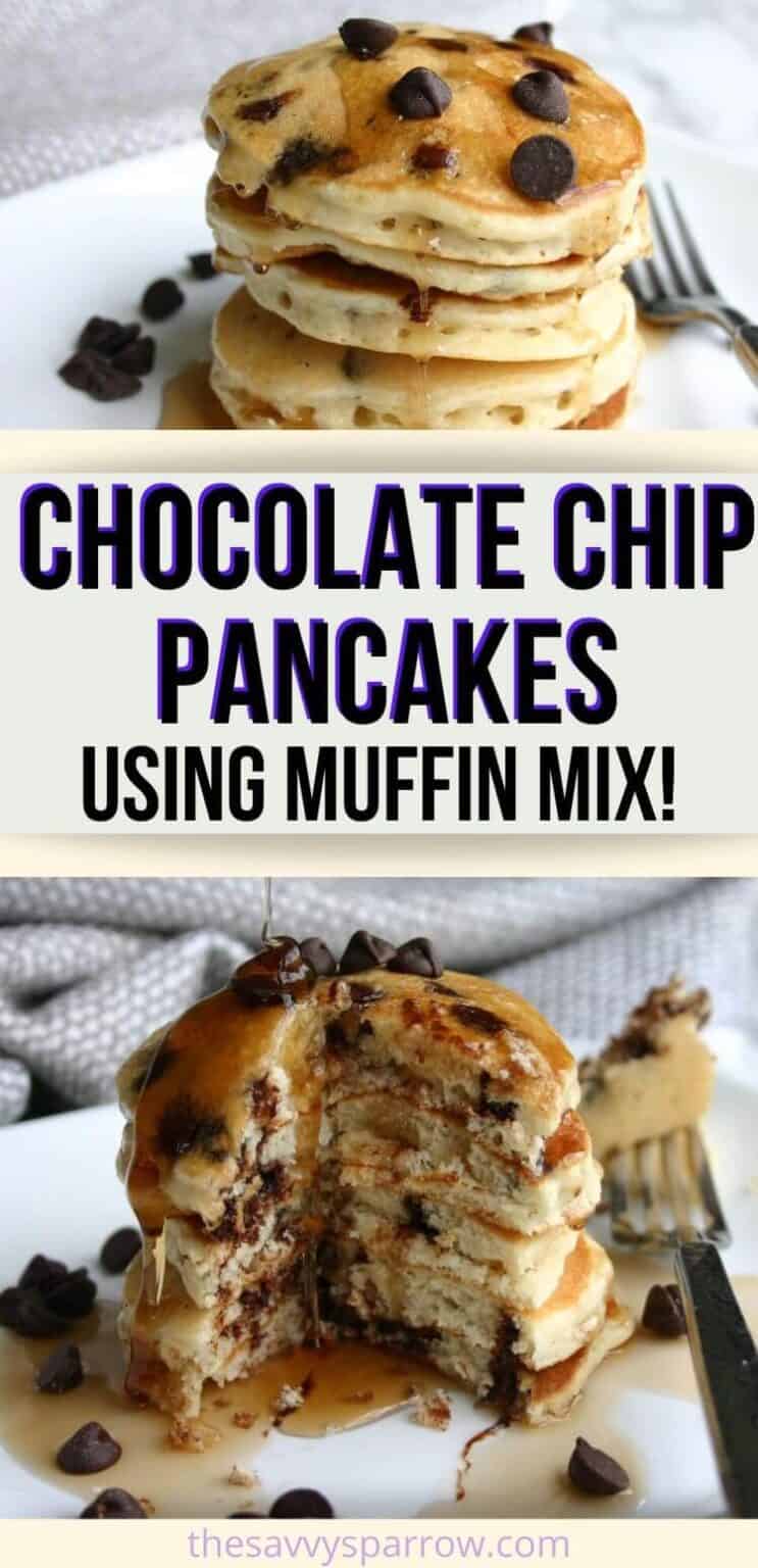 Mini Chocolate Chip Pancakes made with Muffin Mix