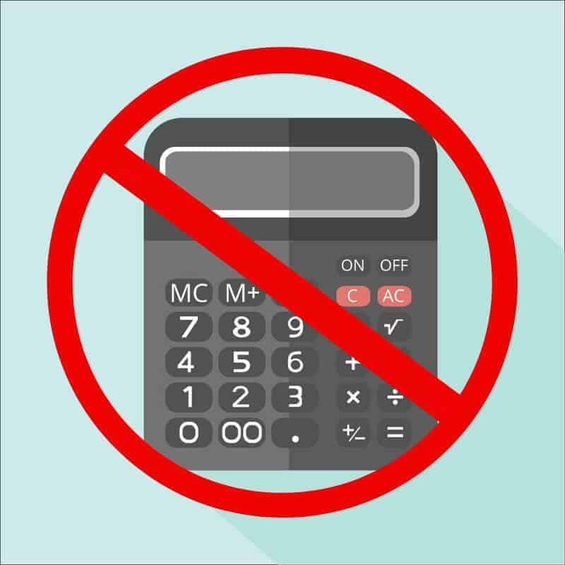 image of calculator with a "no" symbol on top