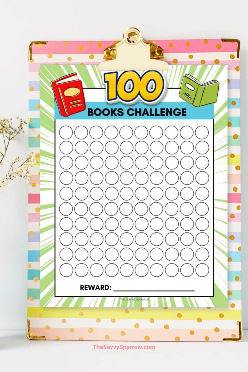 100 books reading challenge sheet