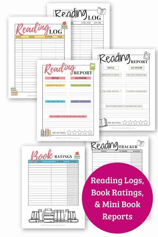 promotional graphic showing printable reading challenges for kids available for purchase