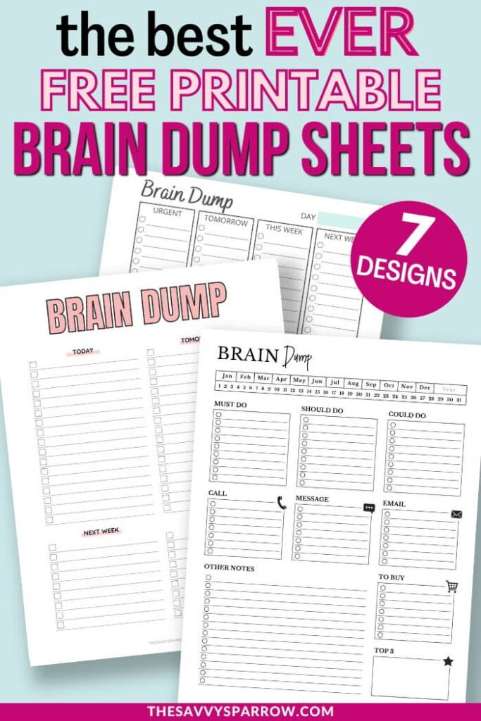 free printable brain dump templates